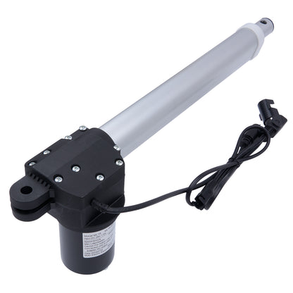 Electric actuator with a cylindrical motor and linear actuator on a white background