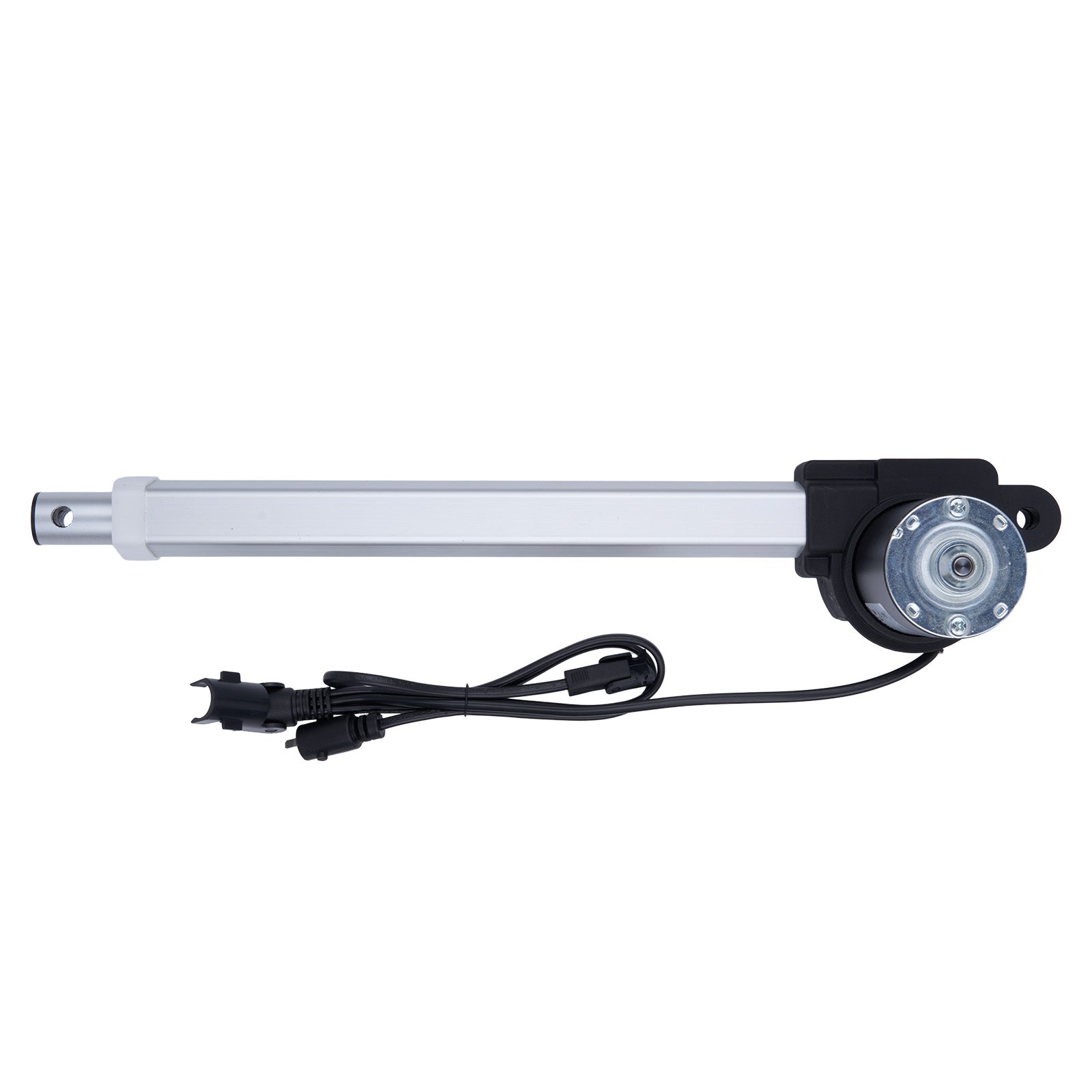 Linear actuator with power cord on a white background