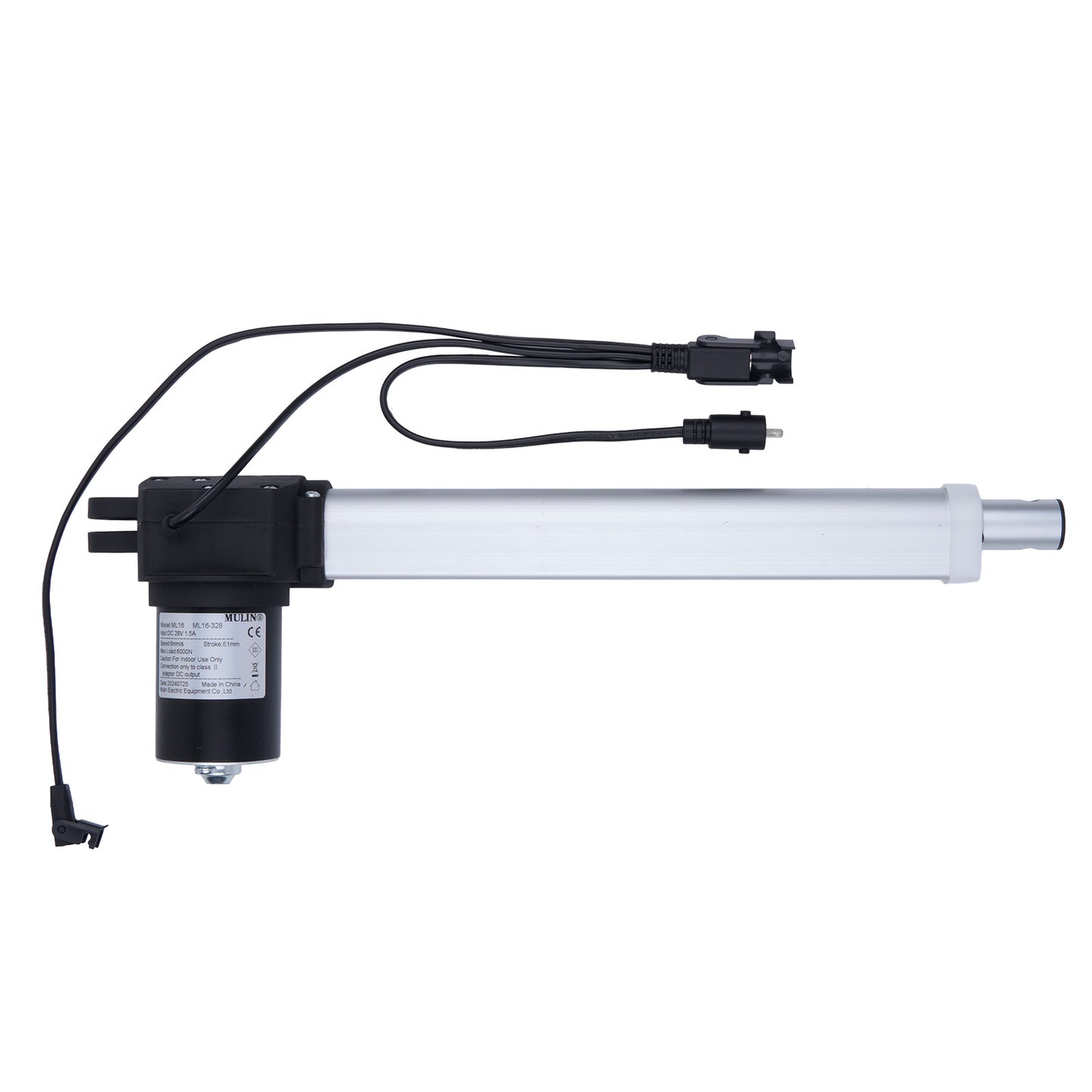 Linear actuator with cables on a white background