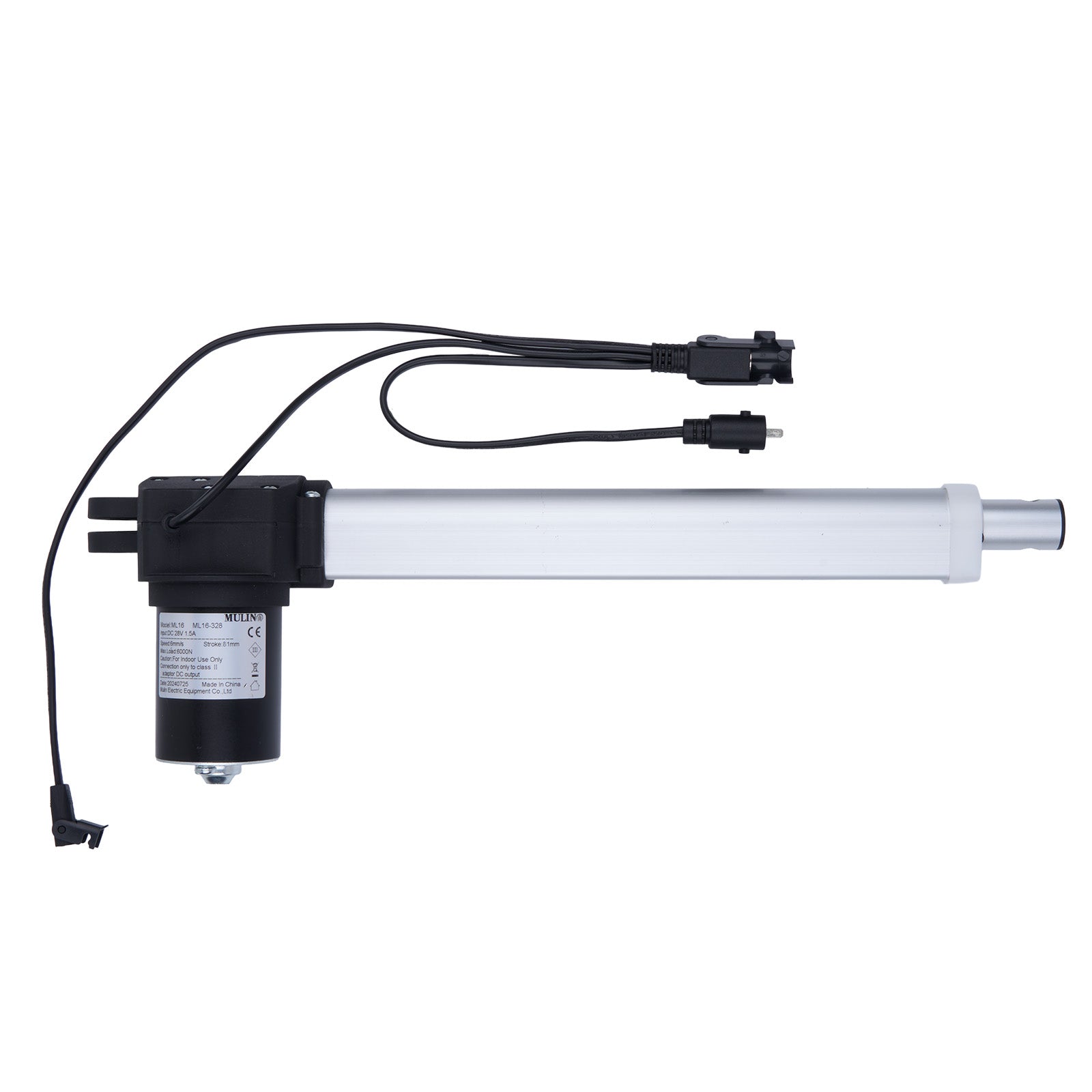 Linear actuator with cables on a white background