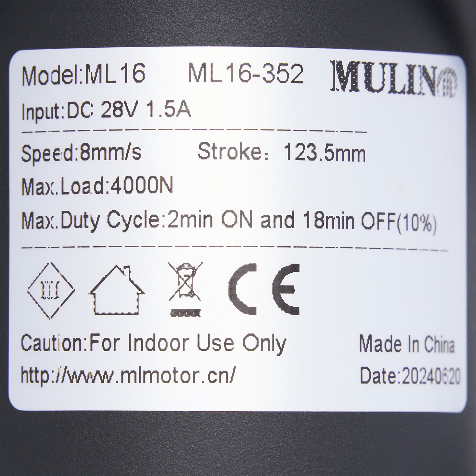 Technical label on a product with specifications and branding details.