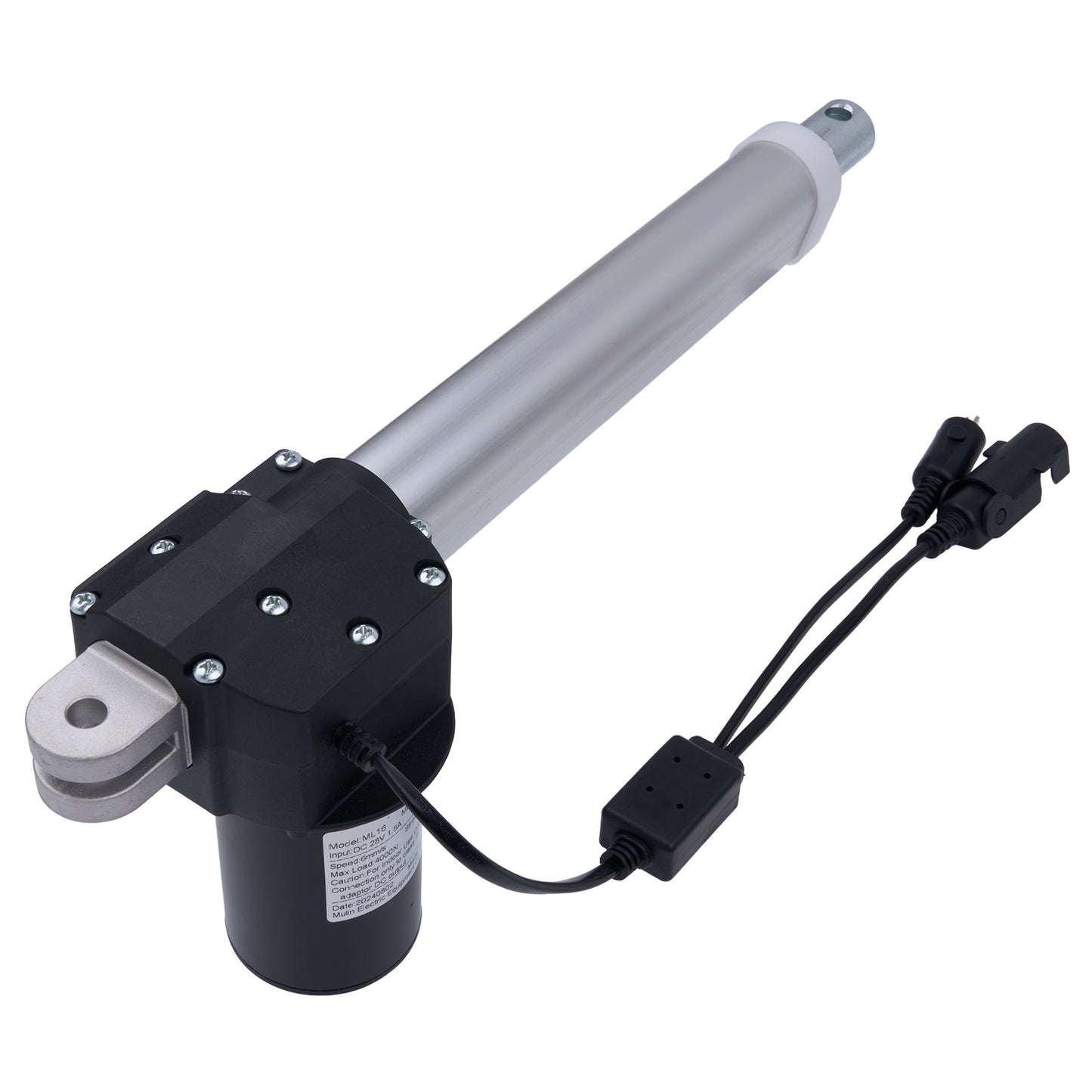 Linear actuator with cable on a white background