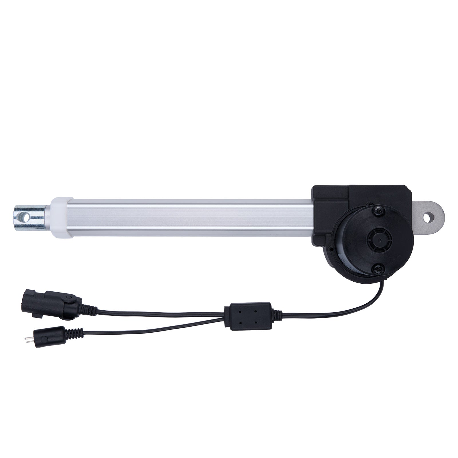 Motorized actuator with cable on a white background