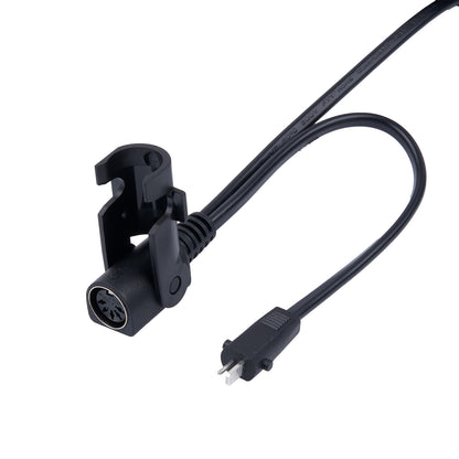 Black audio cable with connector on a white background