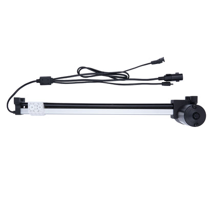 Black and white electronic device with cables on a white background