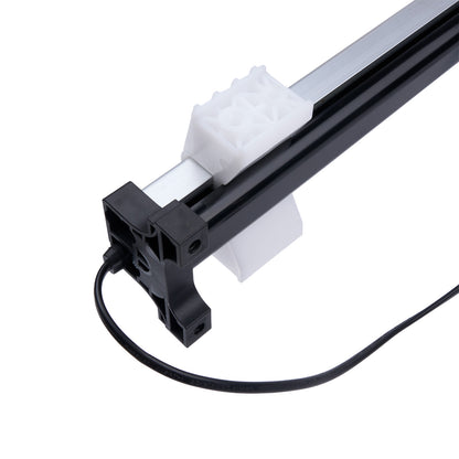 Close-up of a black and white electronic component on a white background