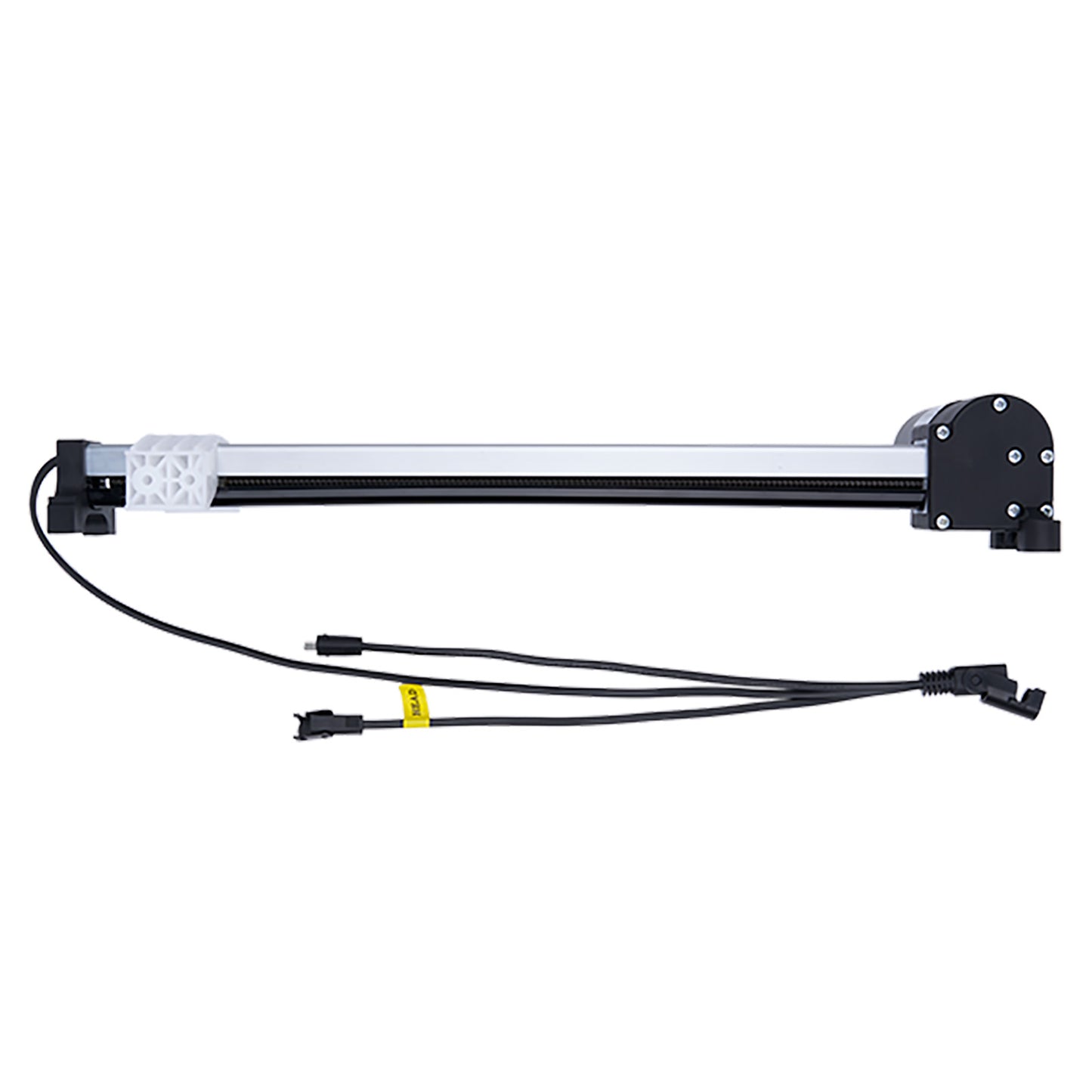 Mechanical arm with joints and wires on a white background