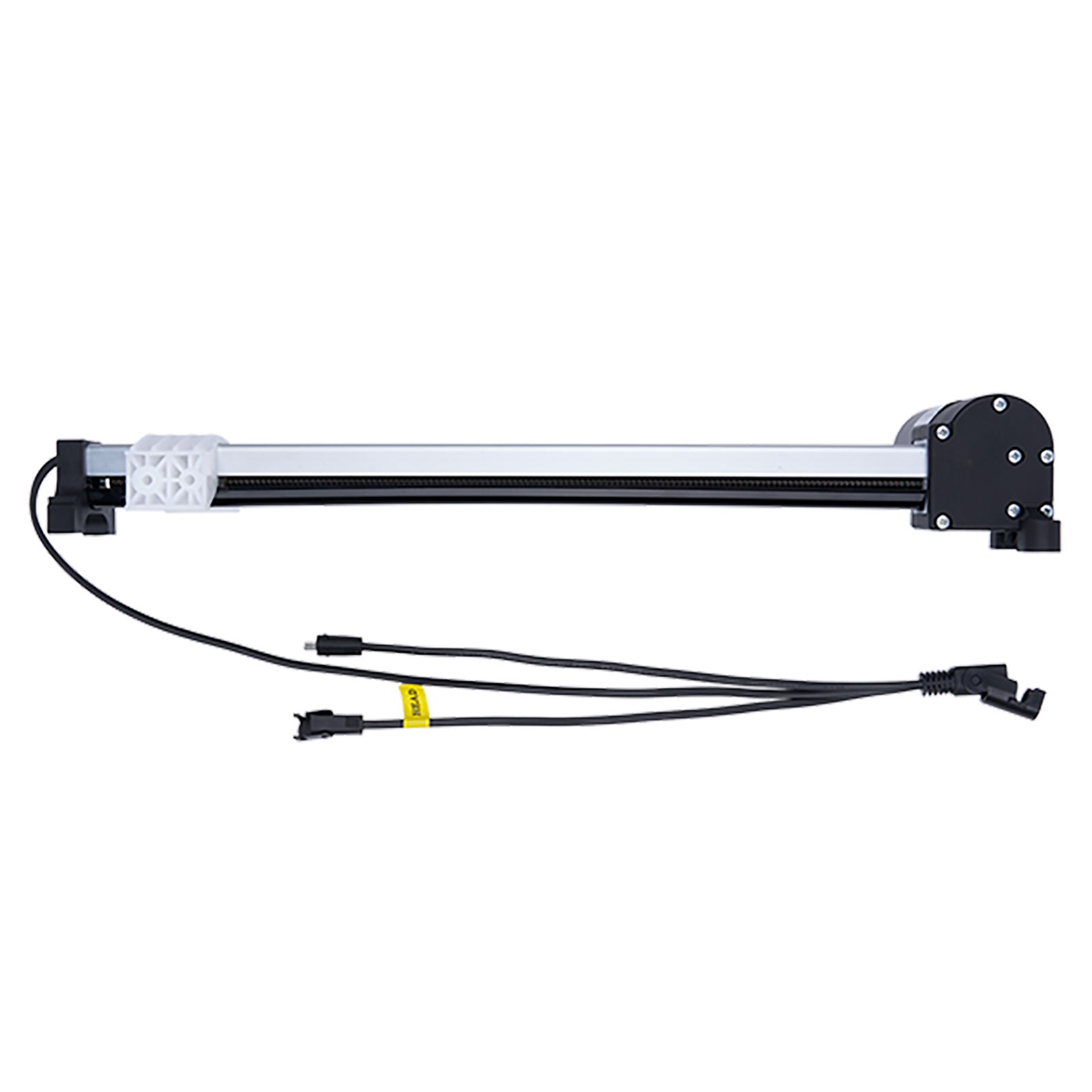 Mechanical arm with joints and wires on a white background