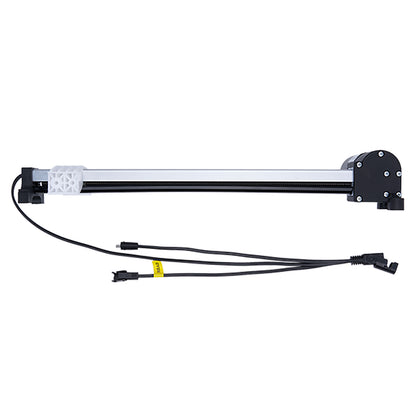 Mechanical arm with joints and wires on a white background