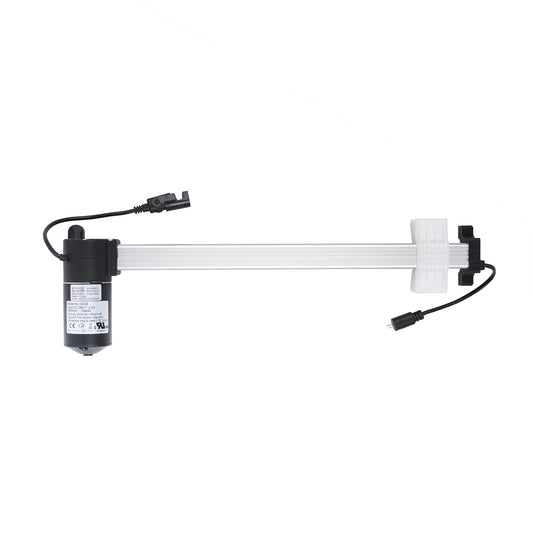 A MULIN ML18-005B linear actuator, typically used for recliner or lift chair mechanisms, showing the actuator body with attached cables and plugs.