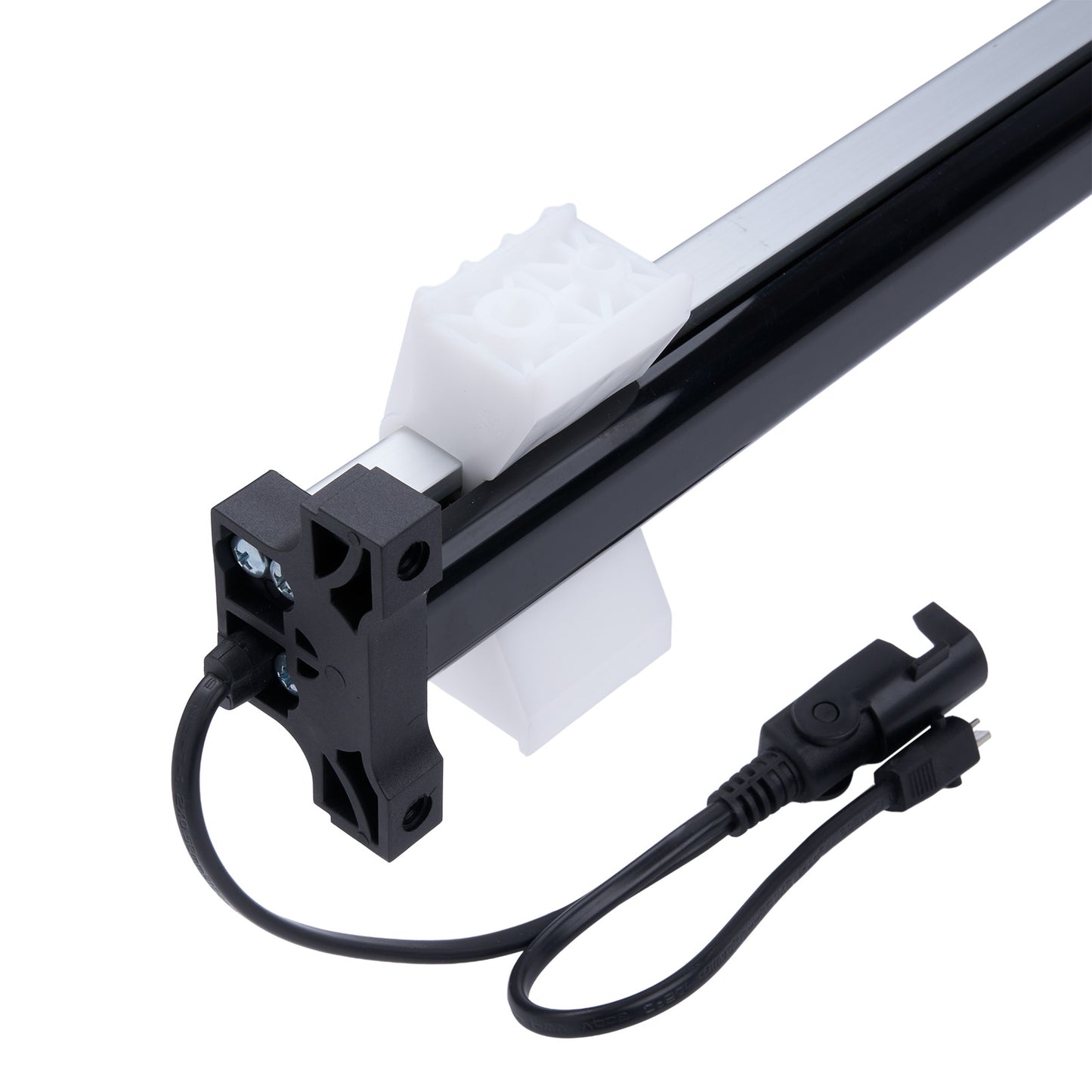 Mechanical arm with a cable and connector on a white background