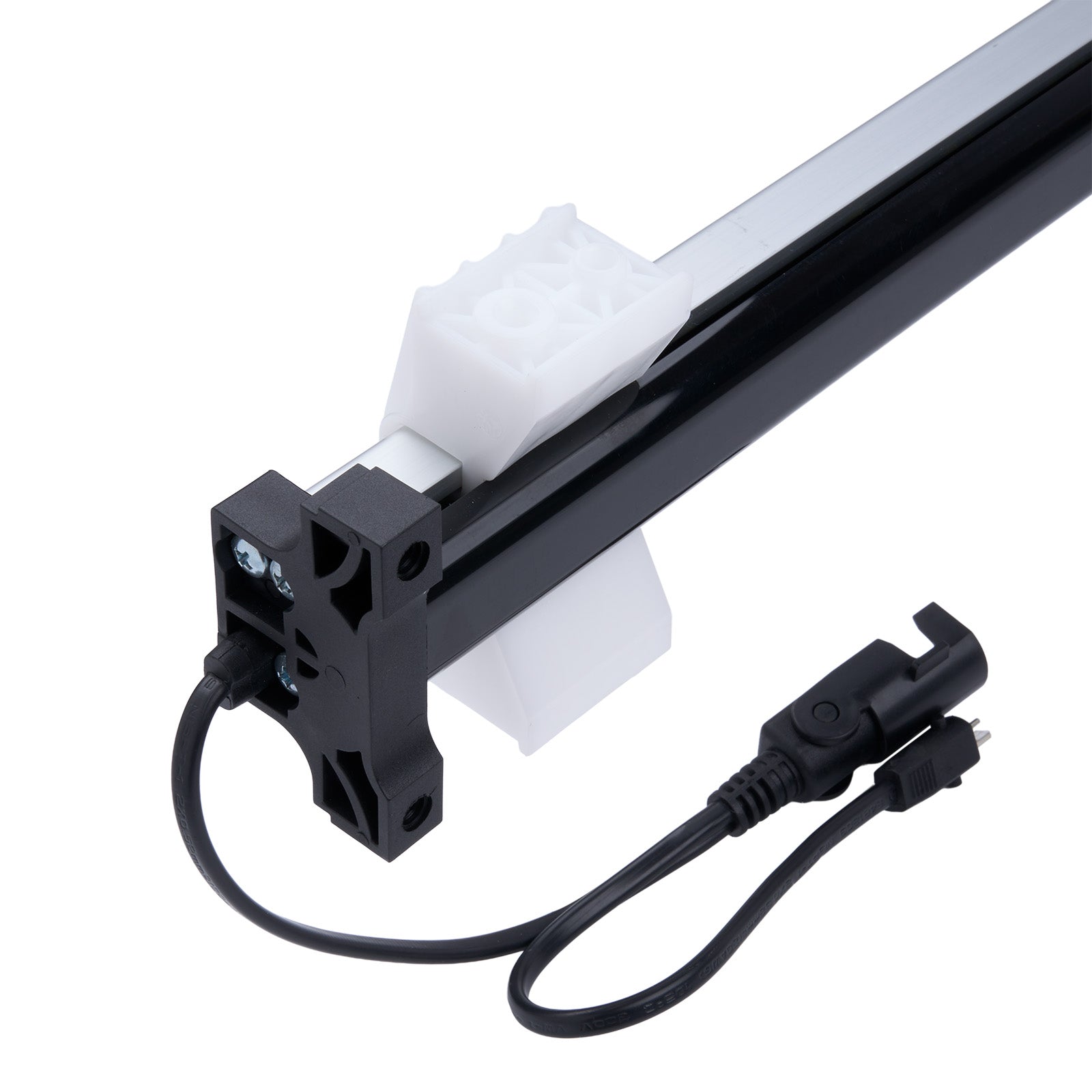 Mechanical arm with a cable and connector on a white background