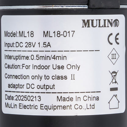 Label with technical specifications and branding on a product