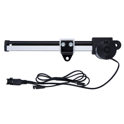 Mechanical linear actuator with power cable on a white background