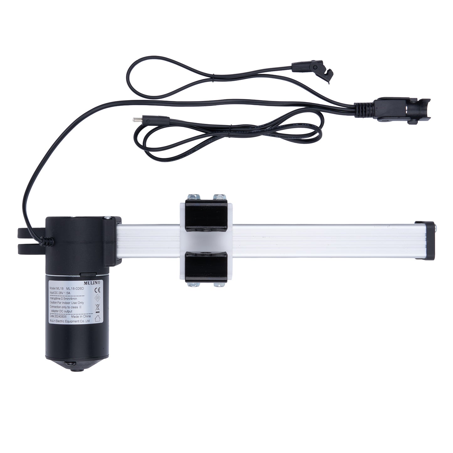 Electric actuator with cable on a white background