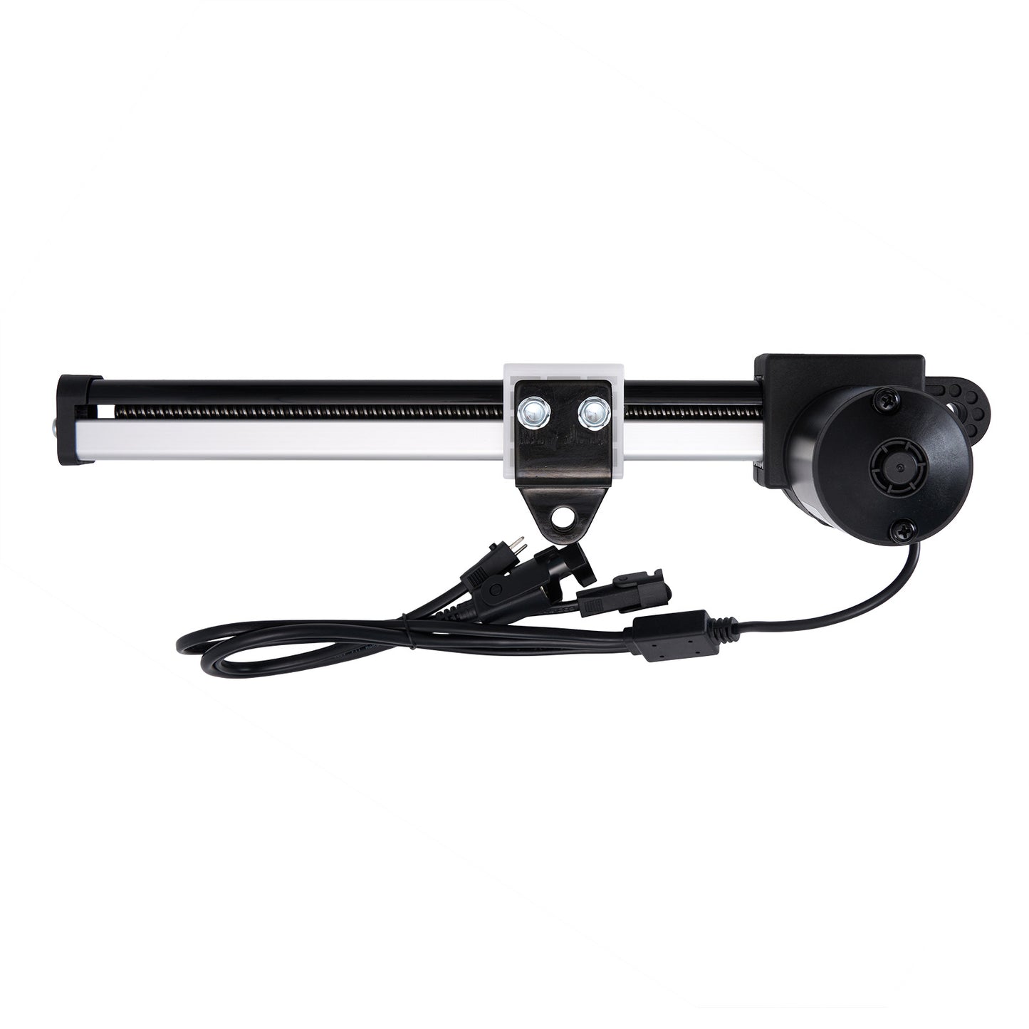 Mechanical linear actuator with cable on a white background