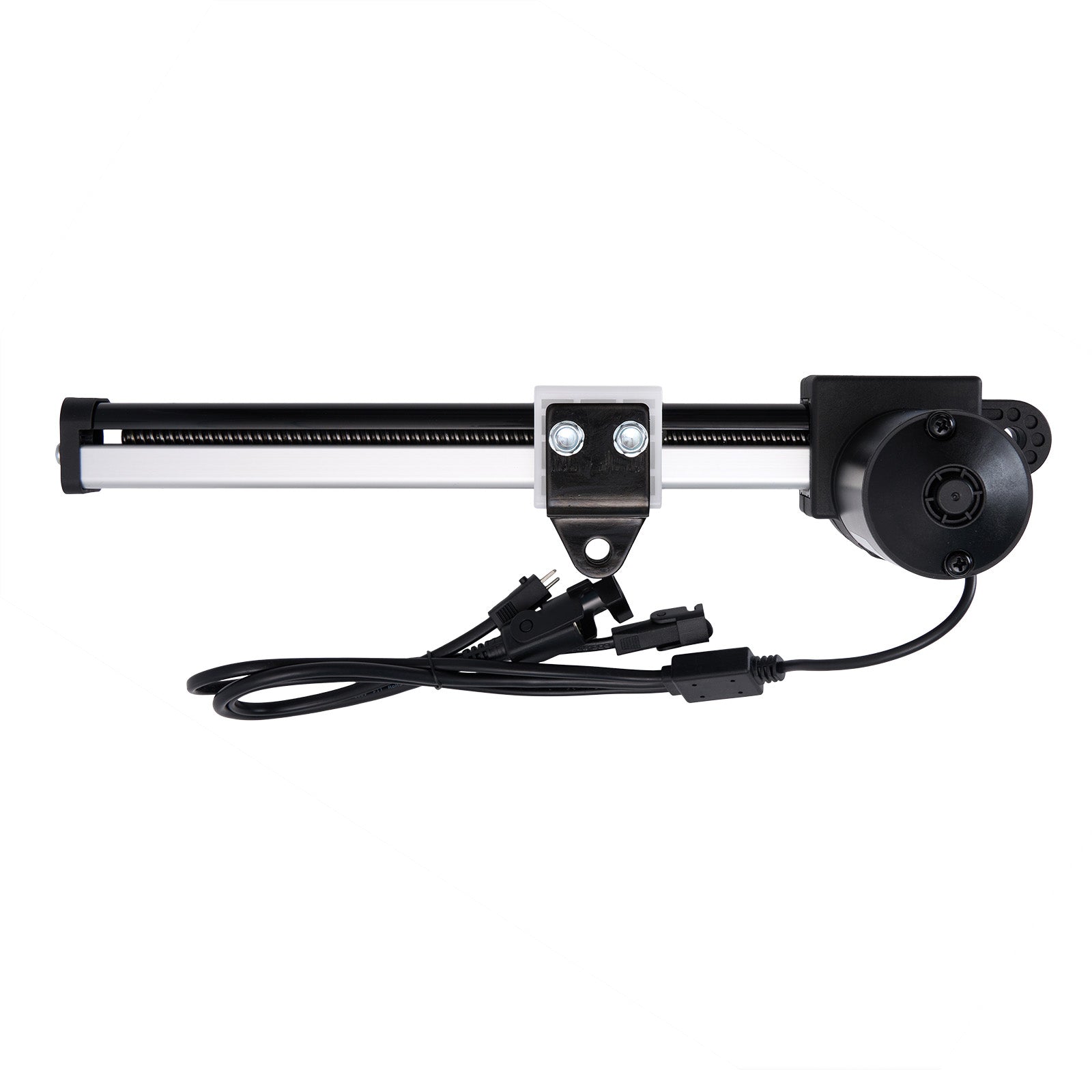Mechanical linear actuator with cable on a white background