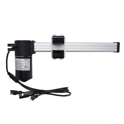 MULIN ML18-026 linear actuator for recliner or lift chair, featuring a black motor housing, silver actuating arm, and attached cables with plugs.