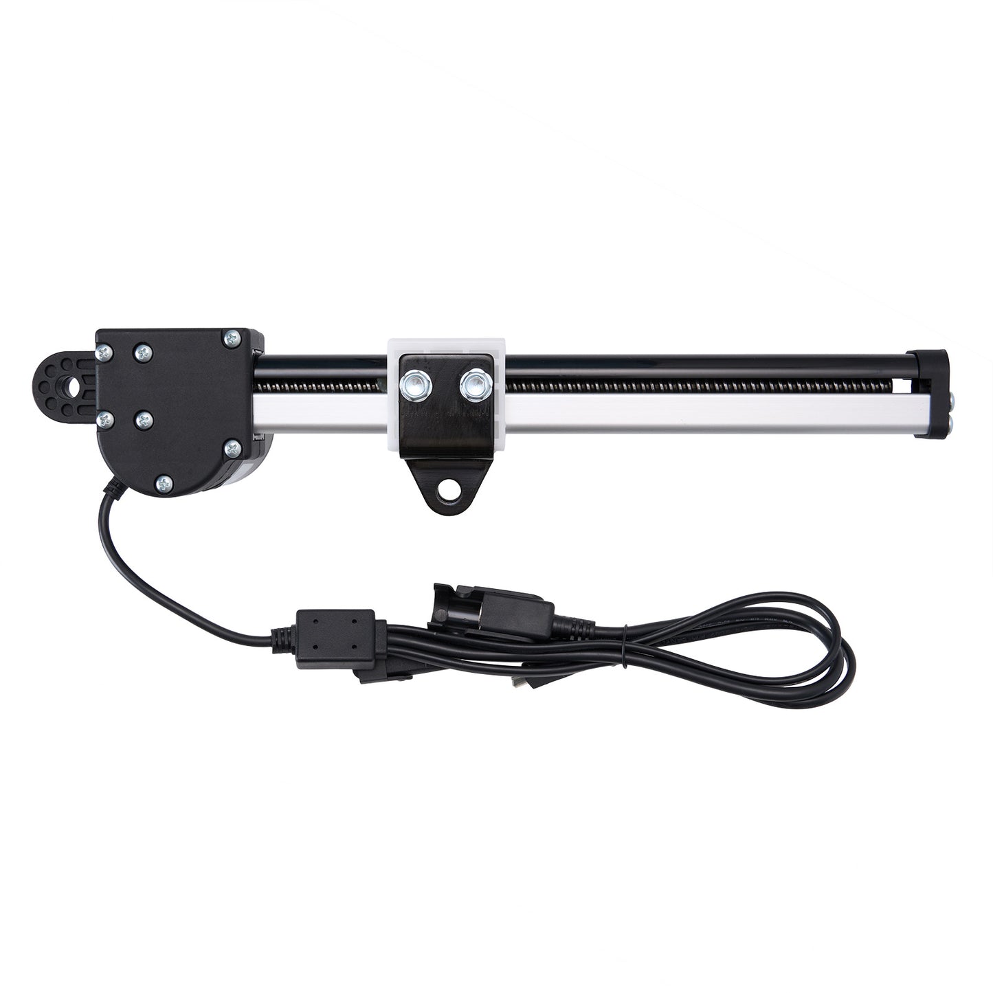 Mechanical linear actuator with cable on a white background
