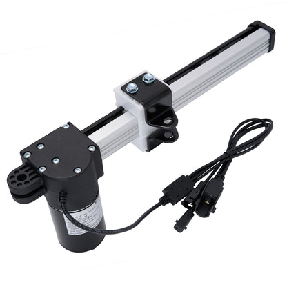 Mechanical linear actuator with power cable on a white background