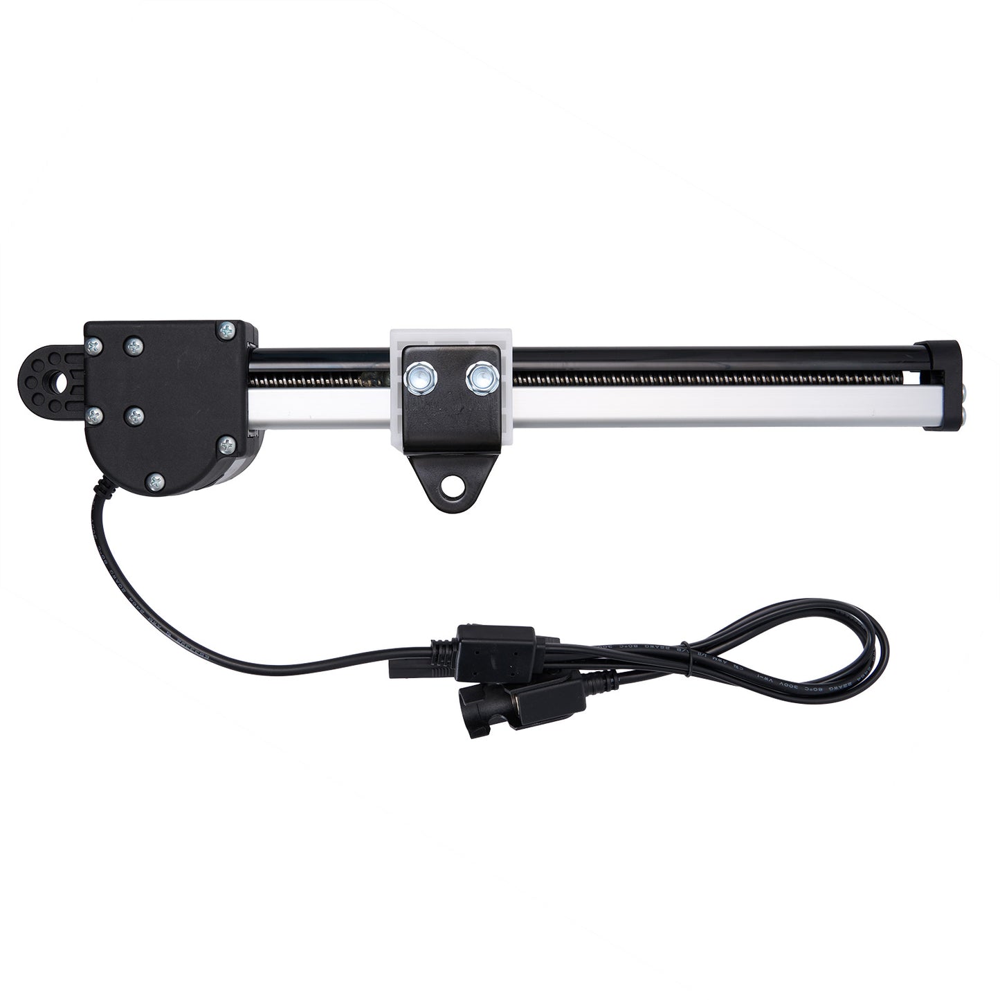 LED light bar with mounting brackets and wiring on a white background