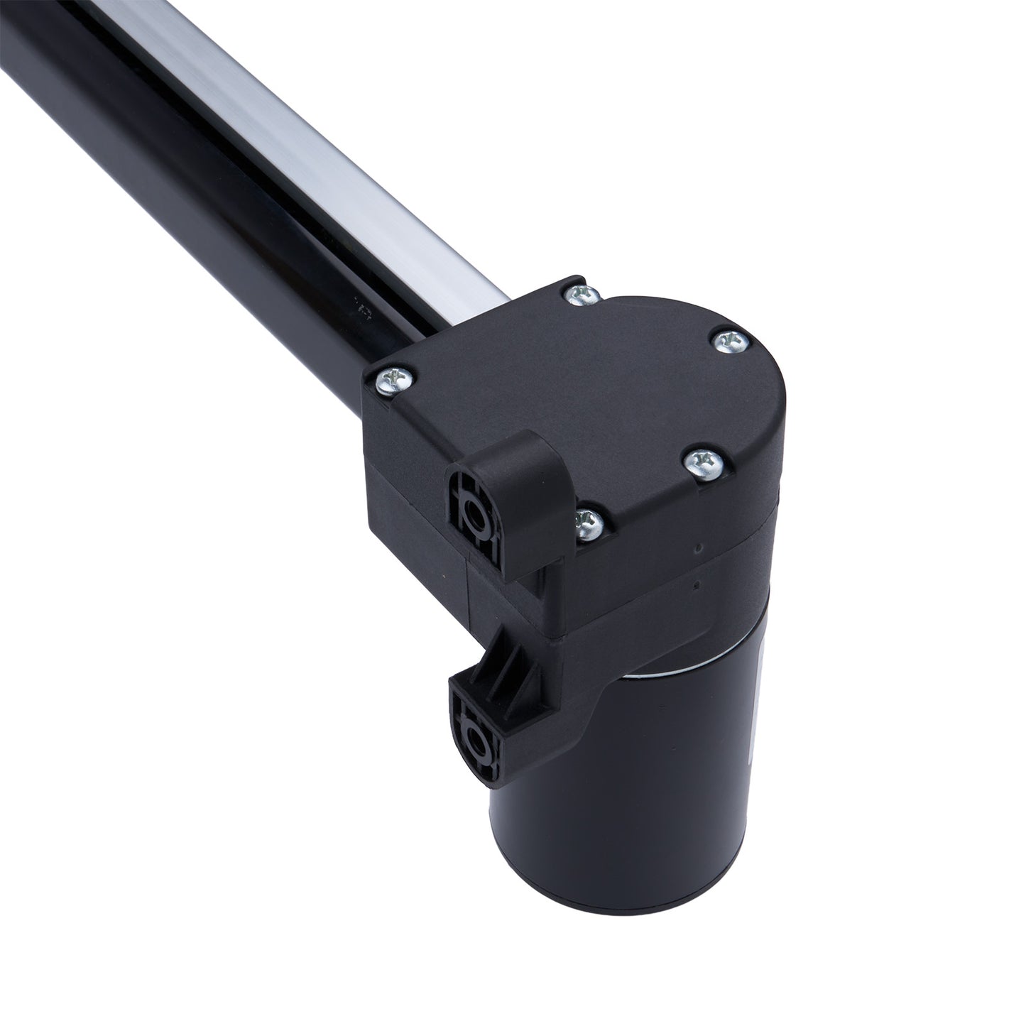 Black mechanical component with a white background