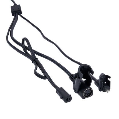 Black cable with connectors on a white background