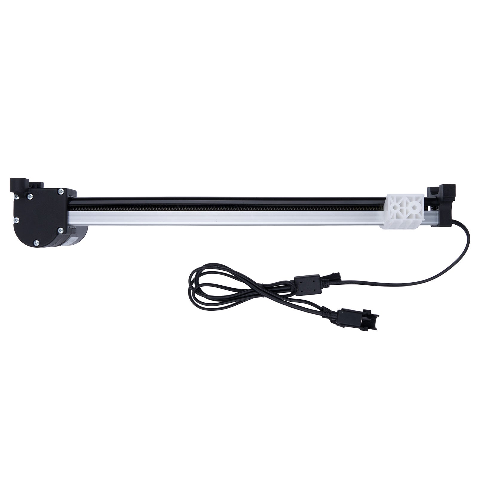 Black and silver aquarium light with a cable on a white background
