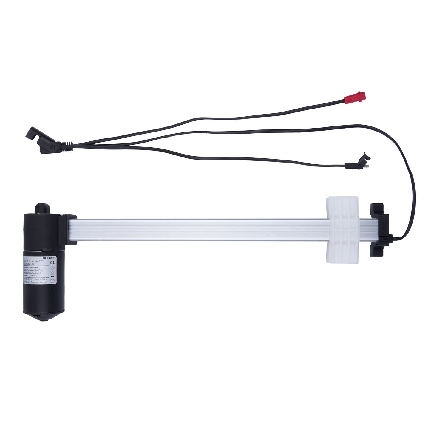 Mechanical arm with joints and wires on a white background