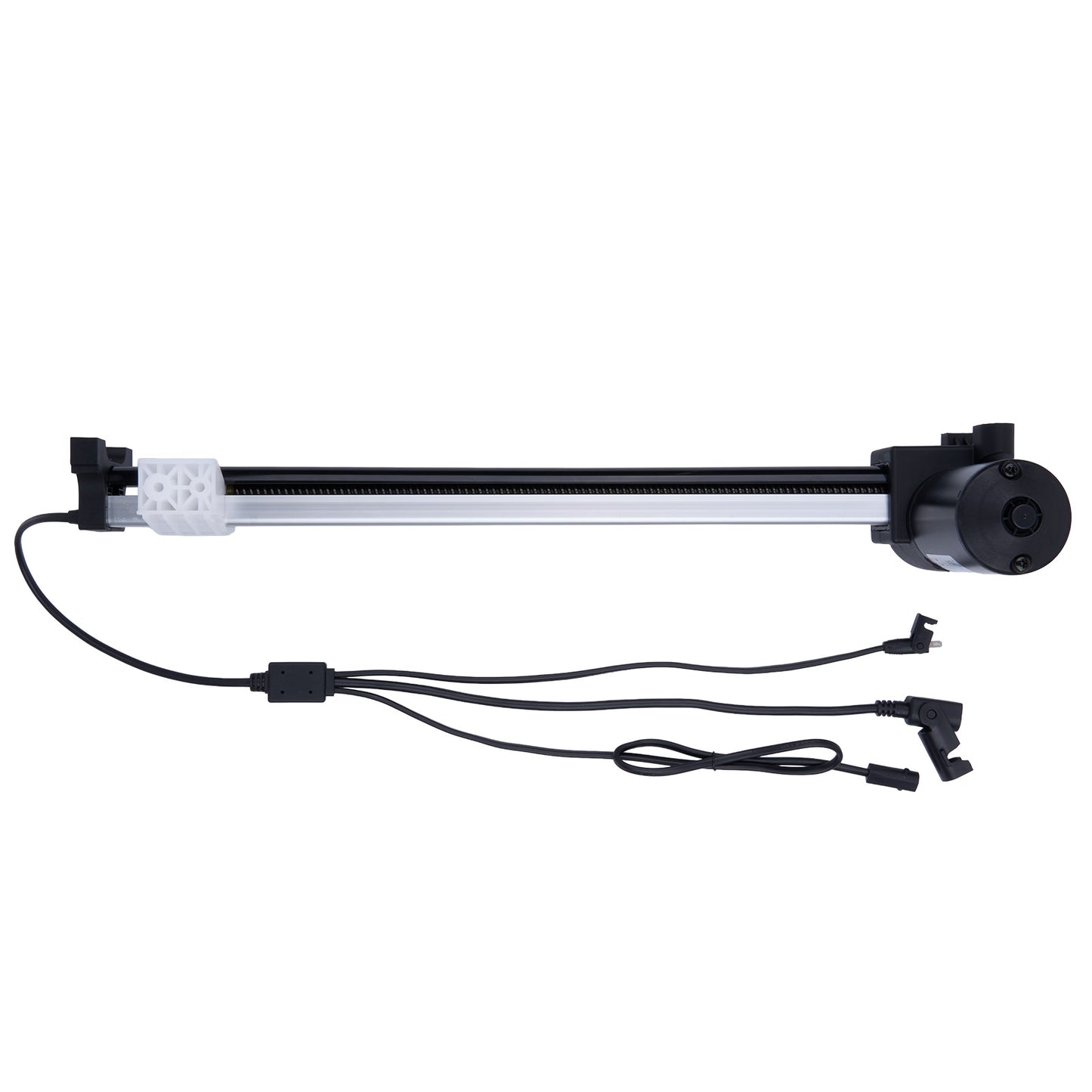 Black underwater camera housing with cables on a white background