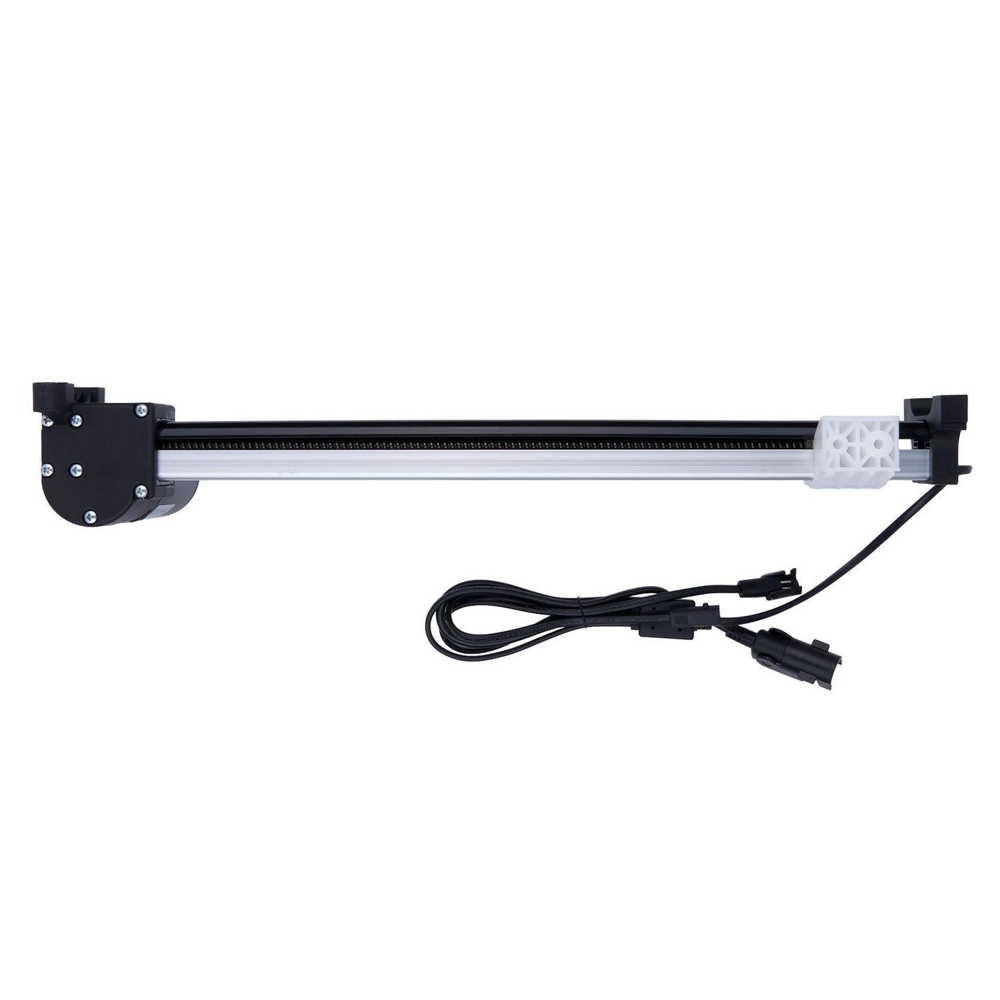 Mechanical arm with a motor and wiring on a white background