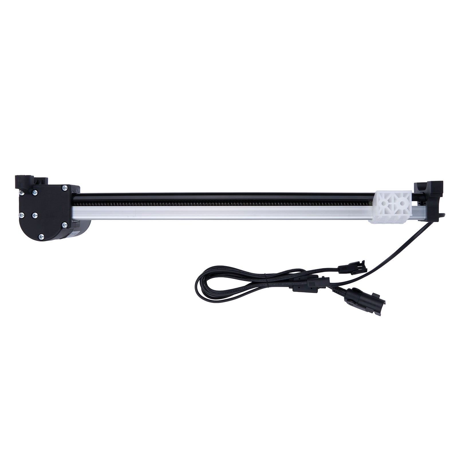 Mechanical arm with a motor and wiring on a white background