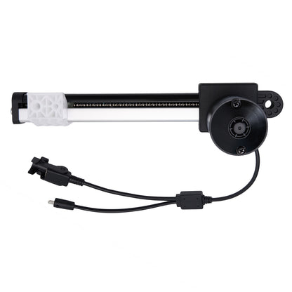 Mechanical component with white and black parts on a white background