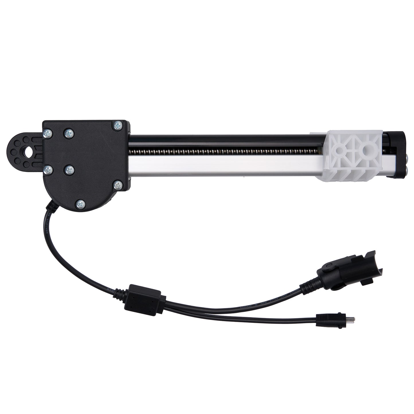 Aquarium light fixture with black housing and white interior on a white background