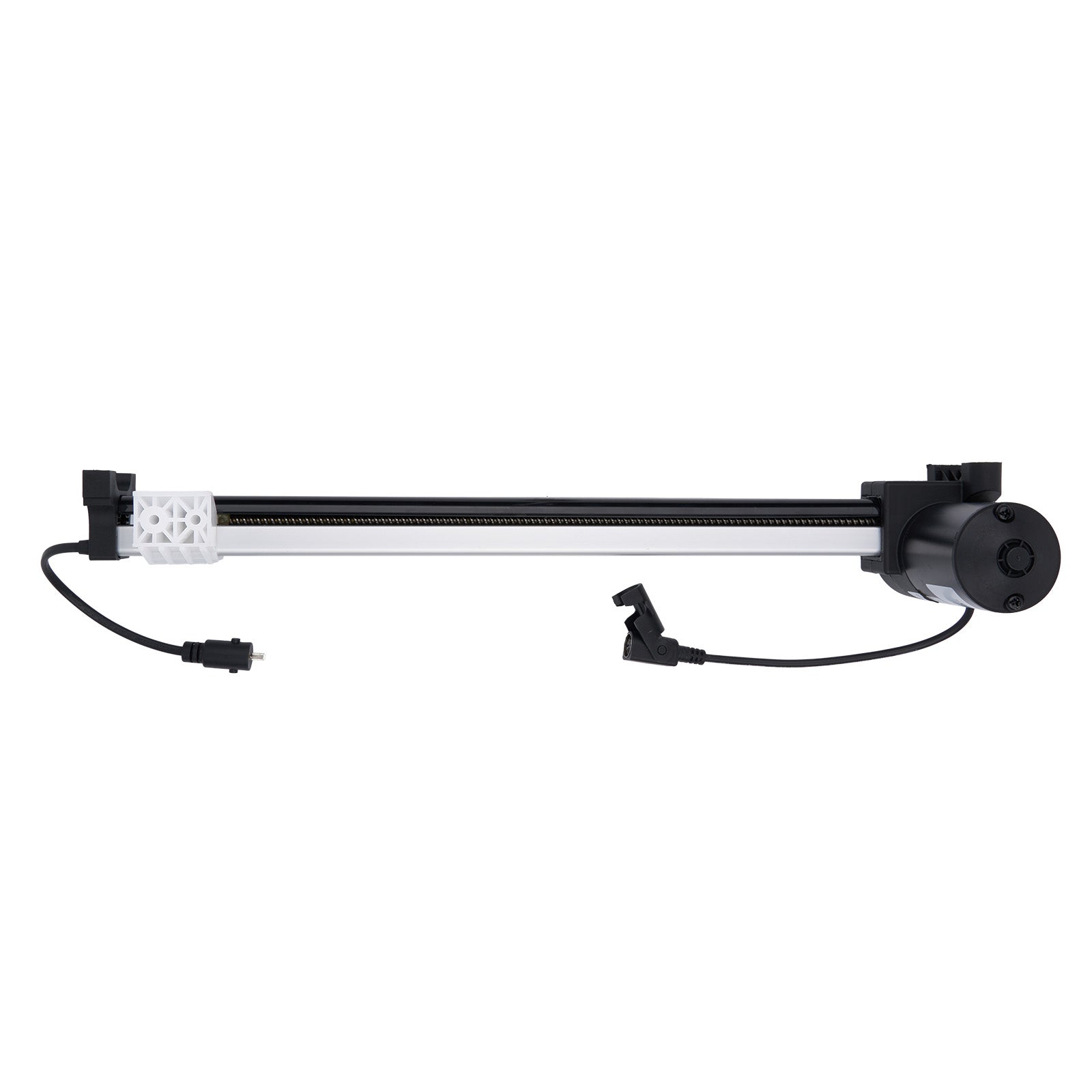 Black and white light bar with connectors on a white background