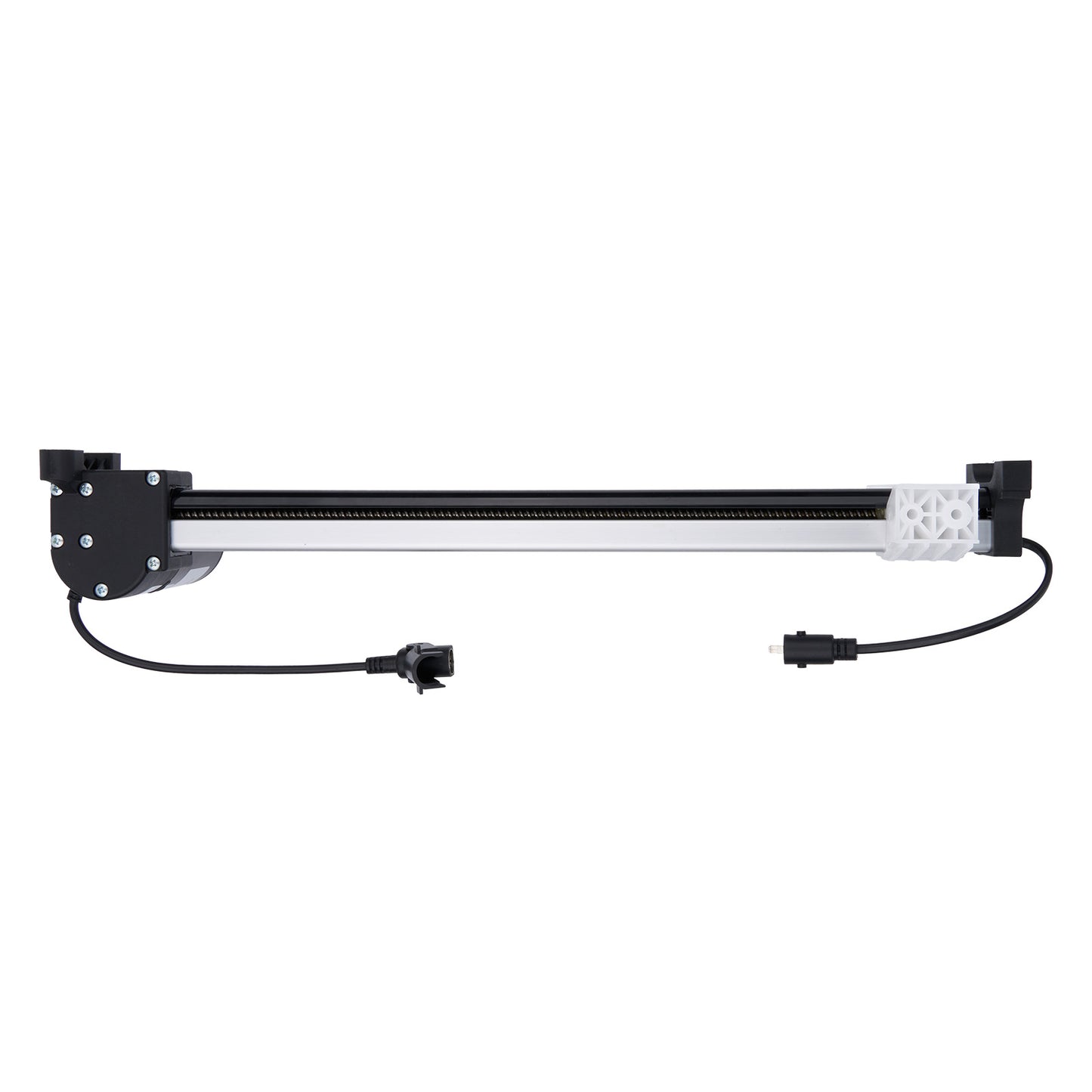 Light bar with black housing and connectors on a white background