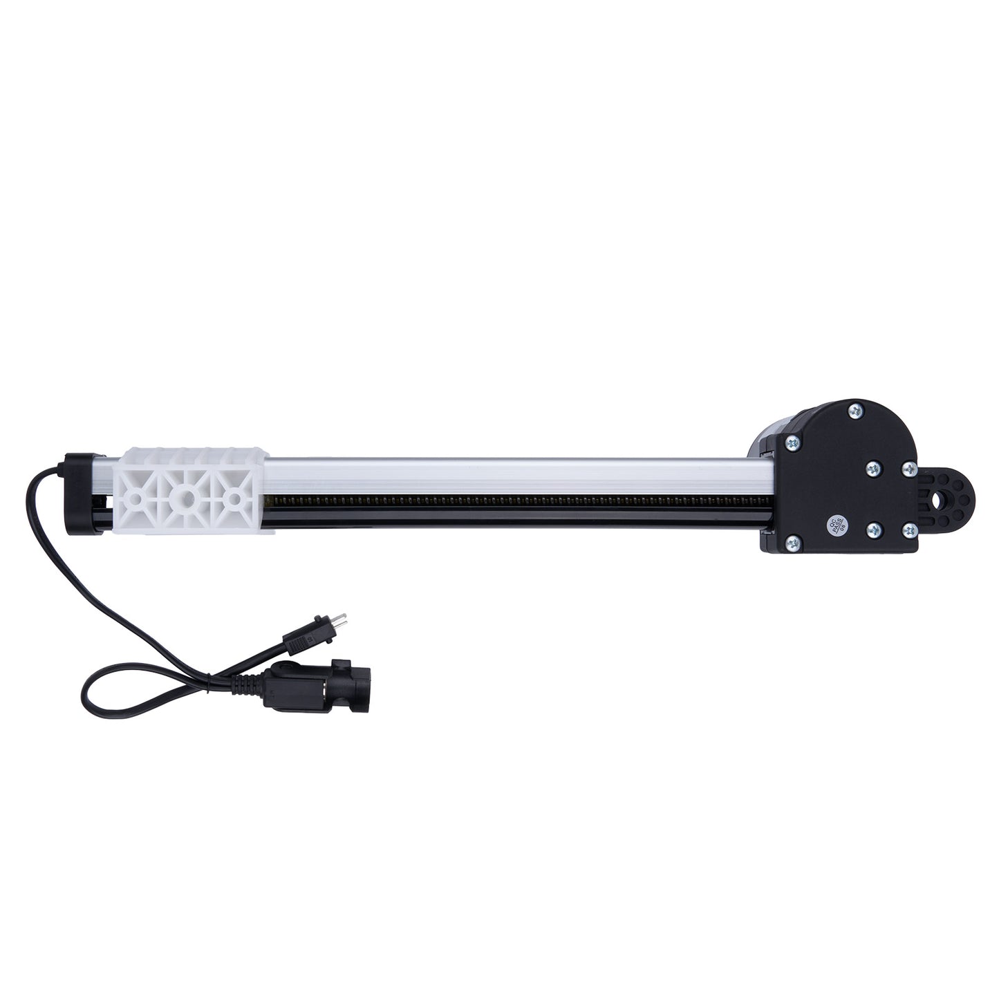 Mechanical linear actuator with cable on a white background