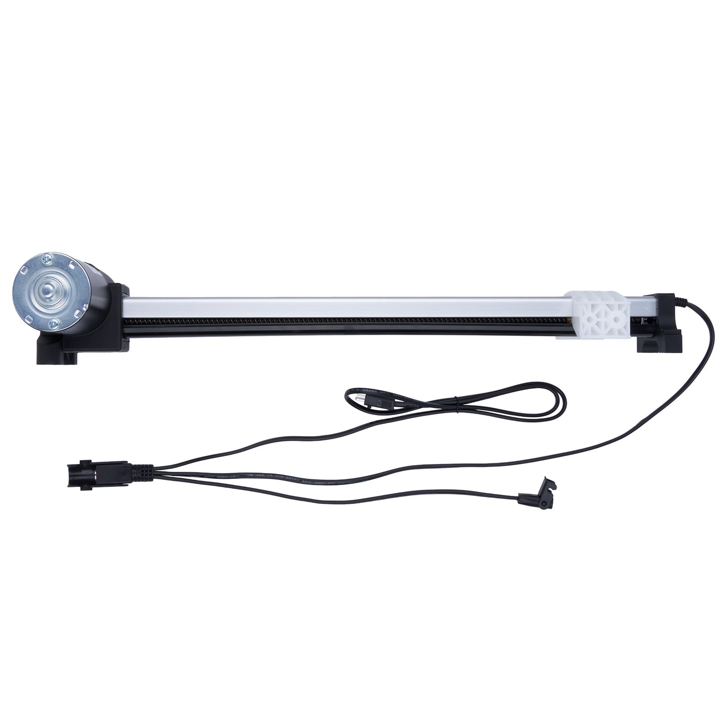 Mechanical component with a cylindrical part and a cable on a white background