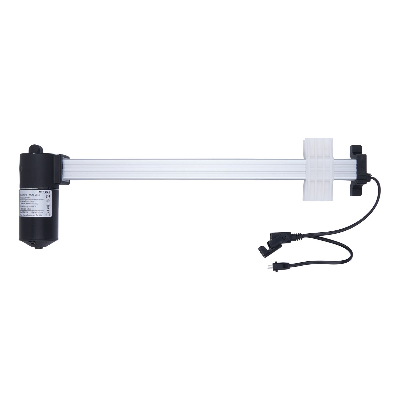 Mechanical arm with a black and white color scheme on a white background