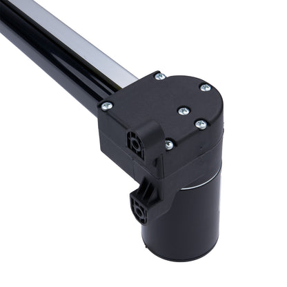 Black metal rod with cylindrical component on a white background