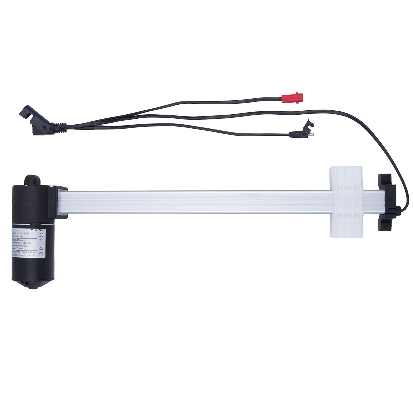 Mechanical arm with a motor and wiring on a white background