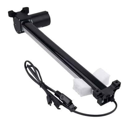 Black mechanical arm with a cable on a white background