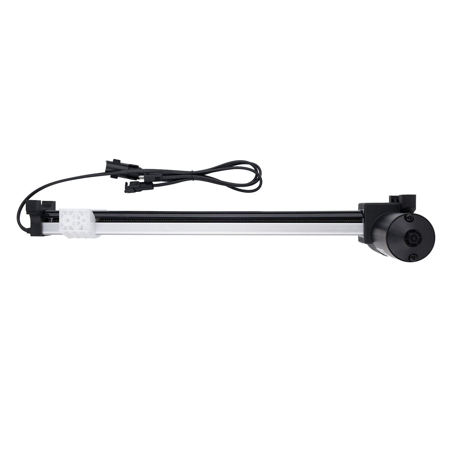 Aquarium light bar with black housing and white interior on a white background
