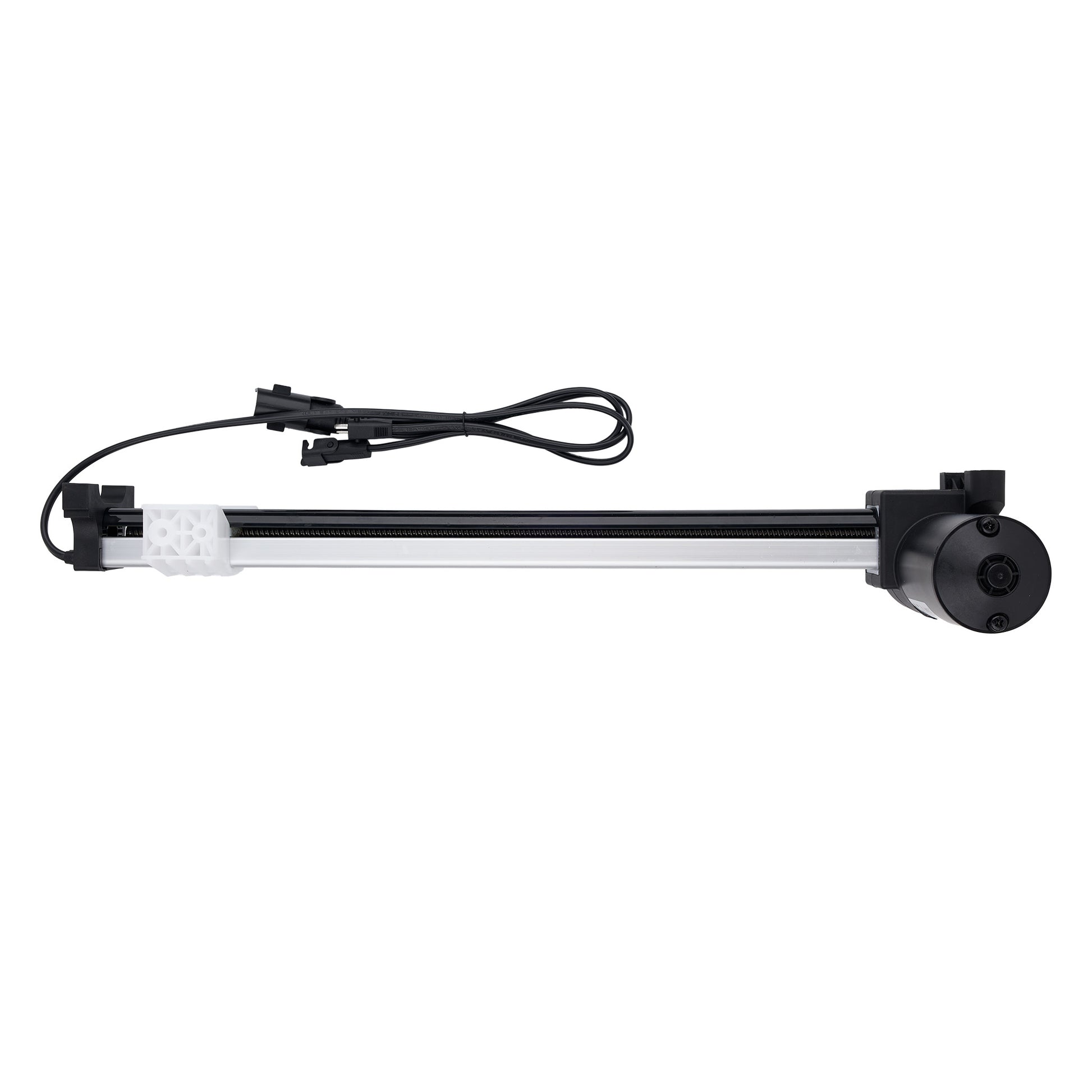 Aquarium light bar with black housing and white interior on a white background