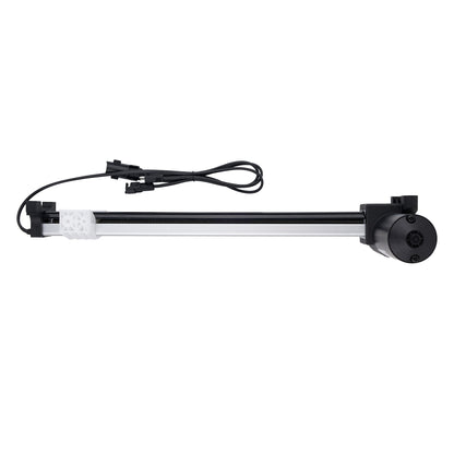 Aquarium light bar with black housing and white interior on a white background