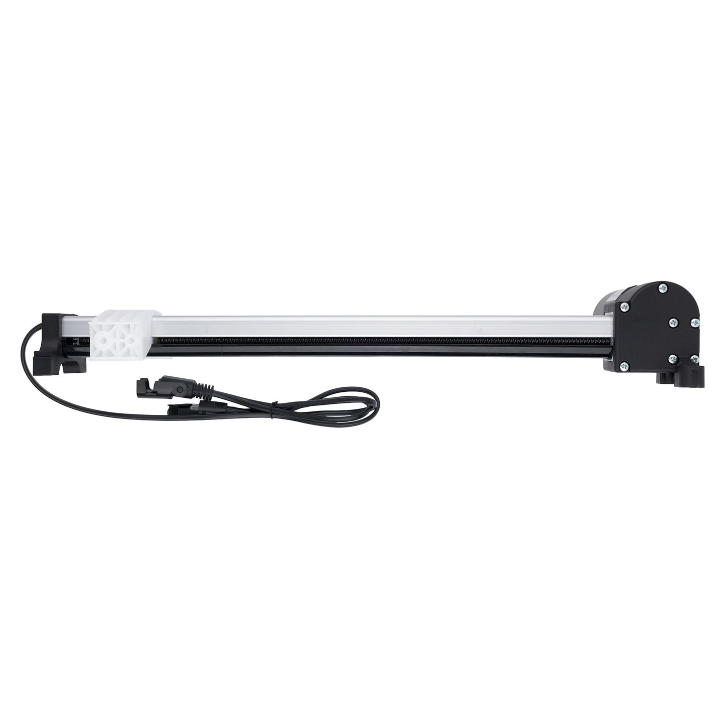 Black and silver light bar with a cable on a white background