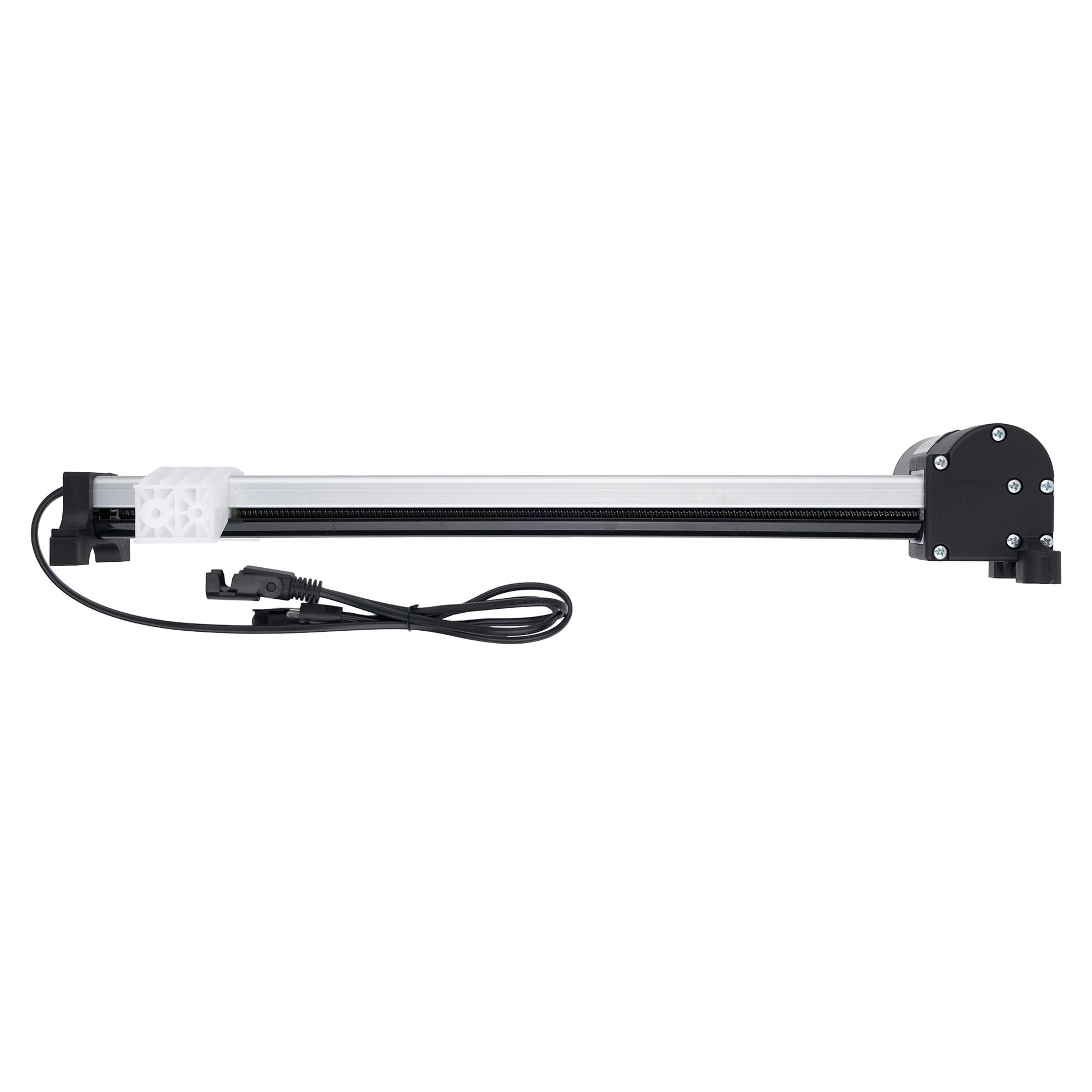 Black and silver light bar with a cable on a white background
