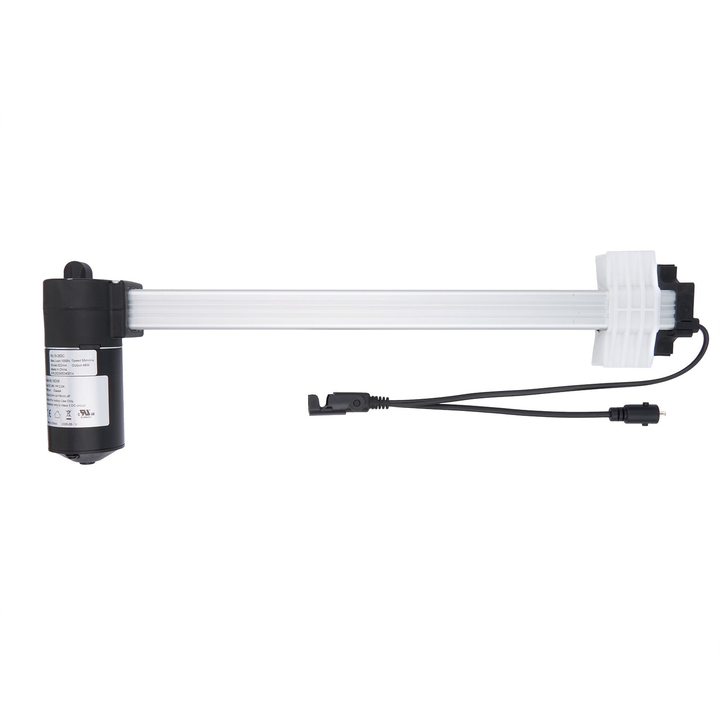 Mechanical arm with a cable on a white background