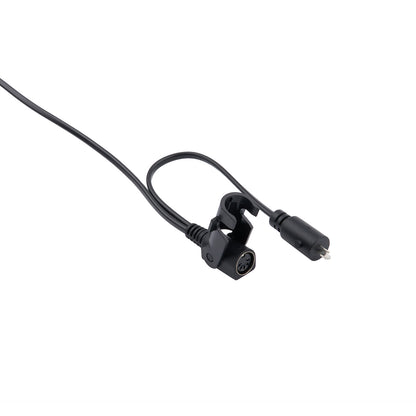 Black microphone cable with connector on a white background