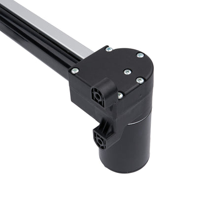 Black metal rod with cylindrical connector on a white background